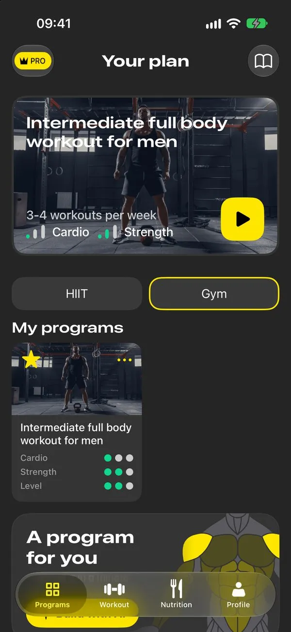 Program list in the app